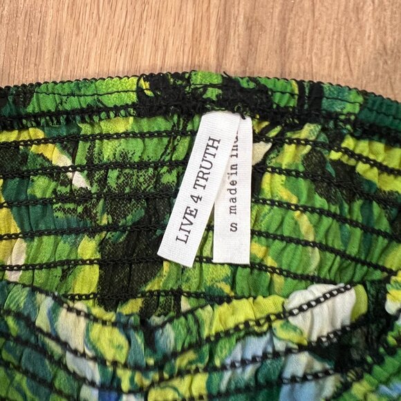 Live 4 Truth Off Shoulder Long Sleeve Green Floral Rave Festival Top Size Small - Picture 6 of 10